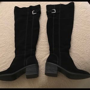 Black suede high boots size 7